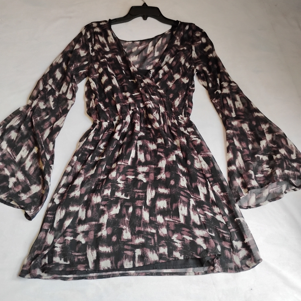 Abercrombie And Fitch Dress Small Bell Sleeve Empire Waist Geo‎ Print New Nwot